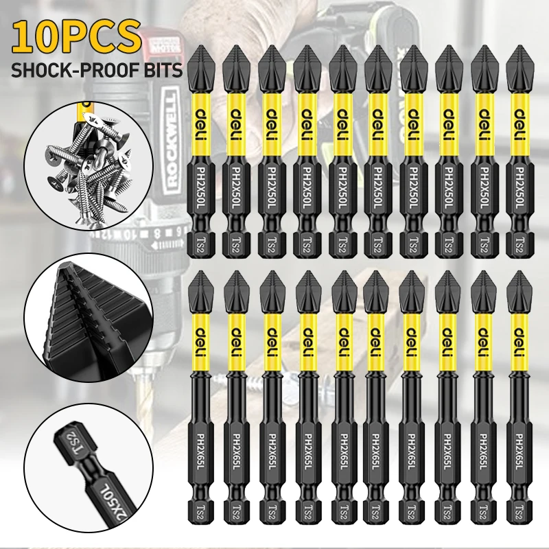 Deli 5/6 sztuk antypoślizgowy PH2 magnetyczna głowica wsadowa wodoodporny wpływ mocny krzyż wysoka twardość 25/50/65/70/90/150mm śrubokręt