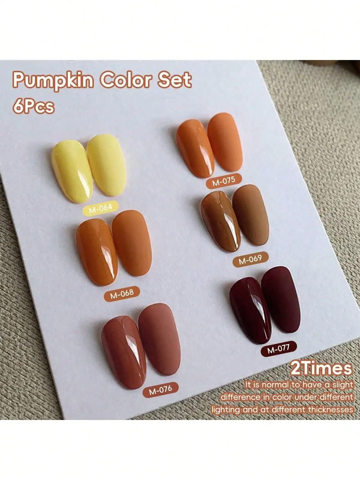Autumn Pumpkin 6pcs Nail Gel Set - Semi Permanent UV Gel Polish Soak Off UV LED Vernis Nail Art DIY Home Salon Gift For Women