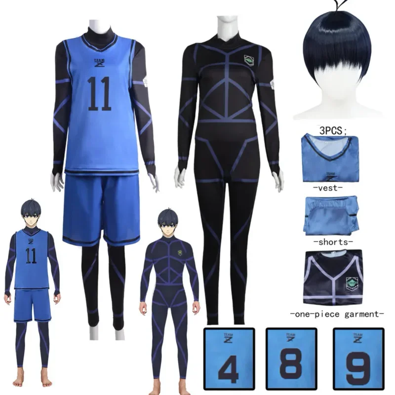 Disfraz de Cosplay de Anime Blue Lock Isagi Yoichi Chigiri Bachira Rensuke Kunigami, maillot de fútbol, uniforme de pie, ropa, camisetas