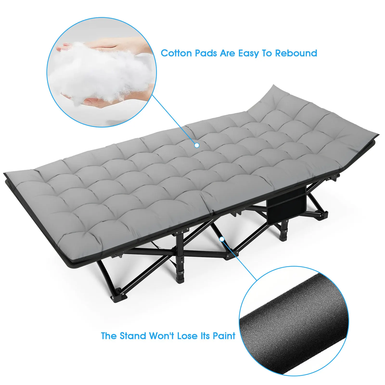 Factory Direct 2026 Folding Camping Cot Camp Cots Portable Heavy Duty Outdoor Camping Bed for Adults Home Beach RV Noon Break 20