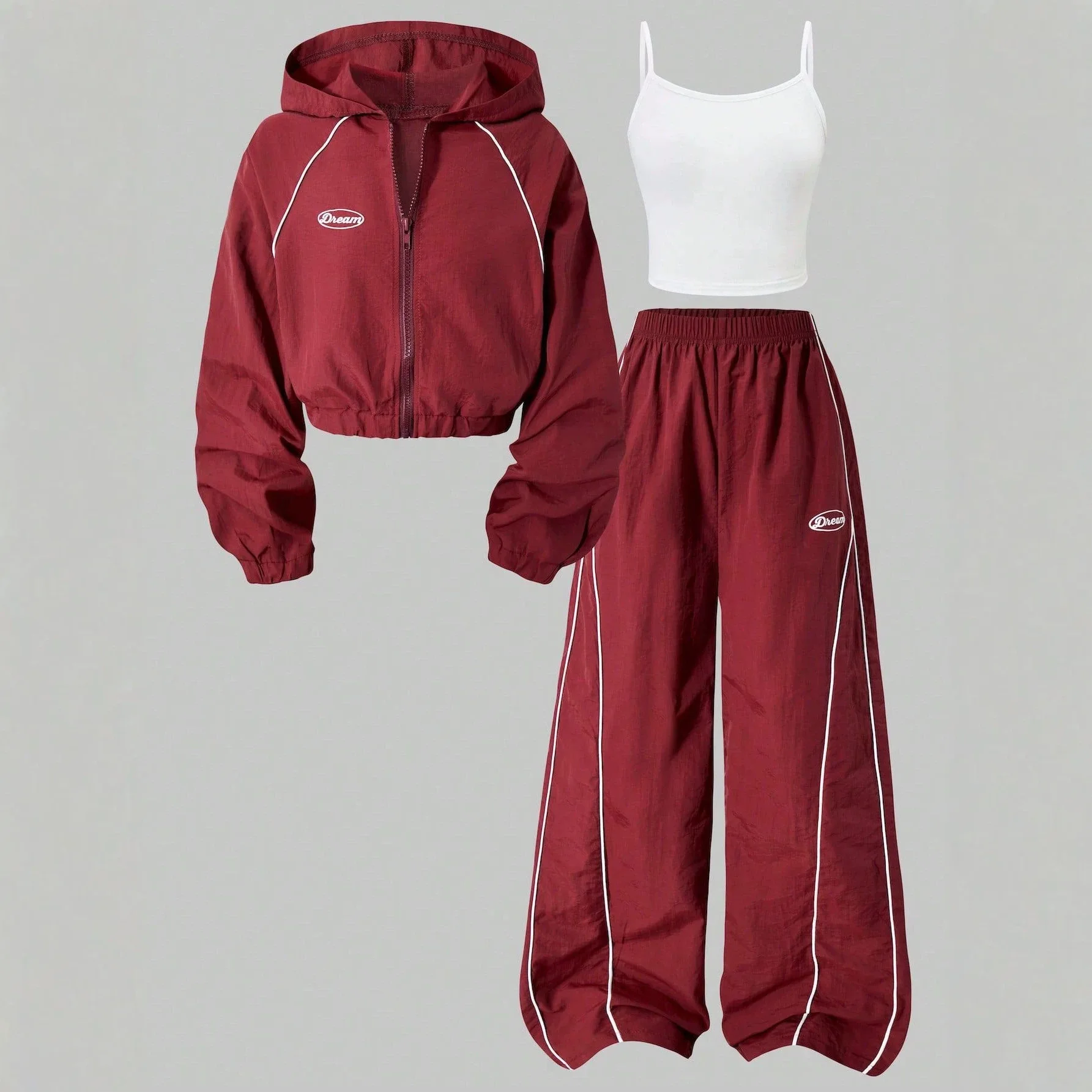 New Autumn Winter KidsChildren Set Jacket Teenager Girls Top Hooded + Wide leg Cargo Pant Trouser Tracksuit 4 6 8 10 12 14 Year