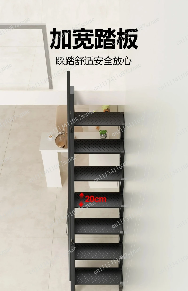 Folding stairs against the wall Loft garage Carbon steel Welded expansion screw Fixed compartment Indoor and outdoor ladder