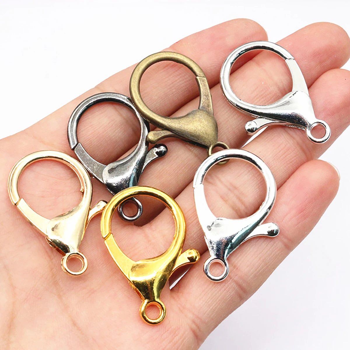 Image 6: 10 pcs/lot Snap Homard Fermoir Crochets Or Argent Plaqué BRICOLAGE Bijoux Faisant Des Résultats pour Porte-clés Neckalce Bracelet Fournitures