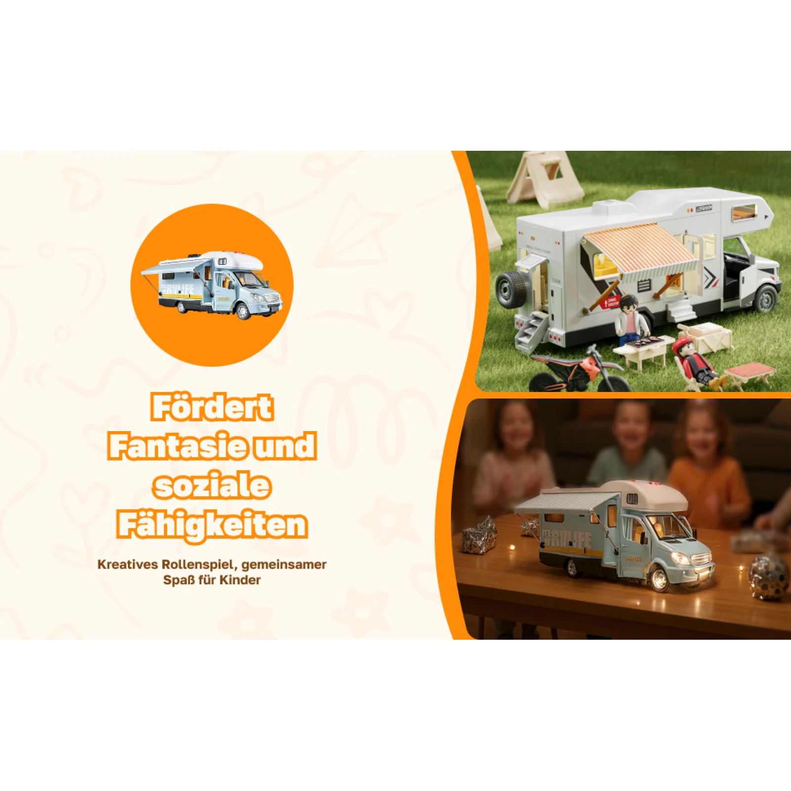 

1:32 Scale Alloy Camper Motorhome Toy for Age 4 5 6 Kids Tabletop Ornament