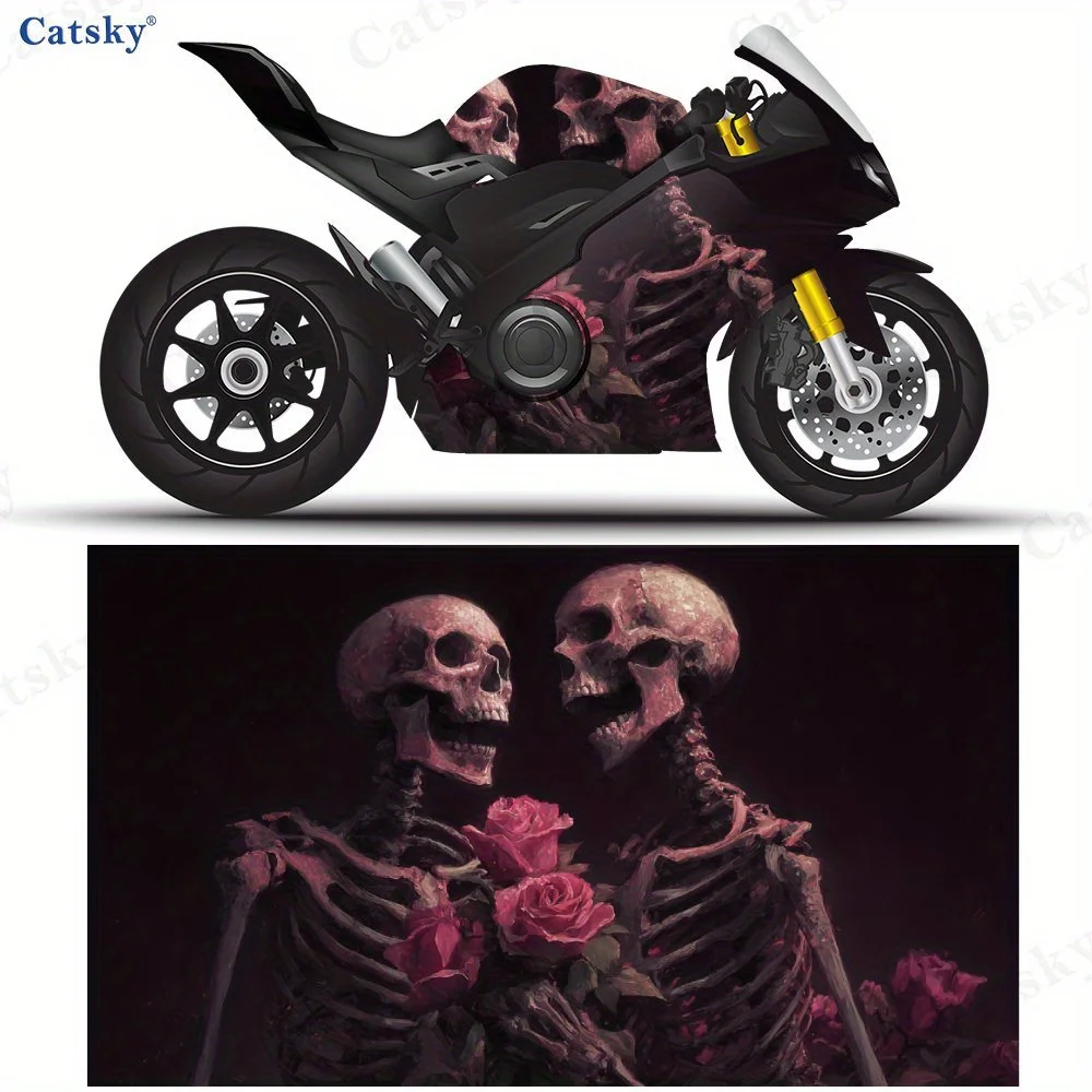Delicate Double Skull Motorcycle films  PVC films for motorcycle customization durable adhesive stickers