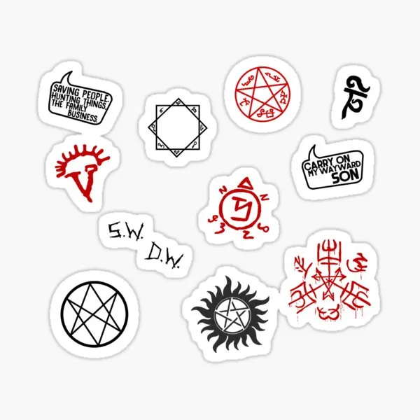 Supernatural Sigils And Symbols  5PCS Stickers for Background Decorations Kid Laptop Window Water Bottles Living Room Anime