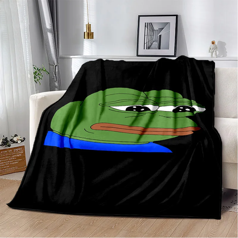 3D Pepe The Frog Face Cartoon Blanket,Soft Throw Blanket for Home Bedroom Bed Sofa Picnic Travel Office Rest Cover Blanket Kids