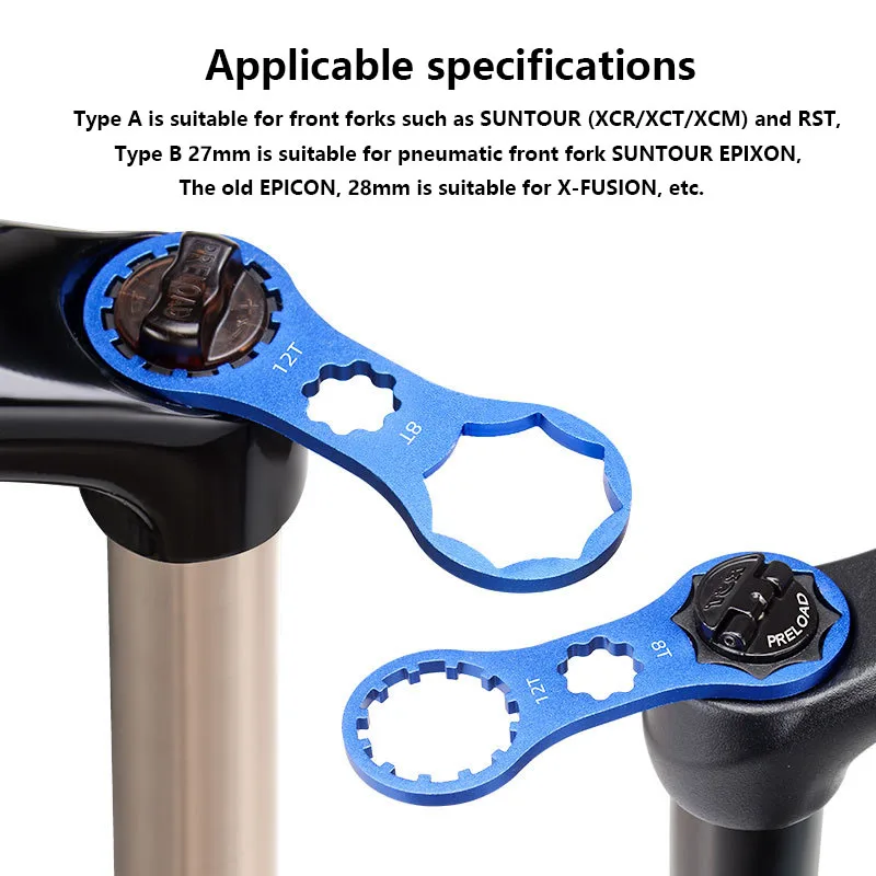 TOOPRE Cross-border Bicycle Repair Tool Aluminum Alloy Front Fork Wrench Air Pressure Shock Absorber Upper Cover Removal Tool