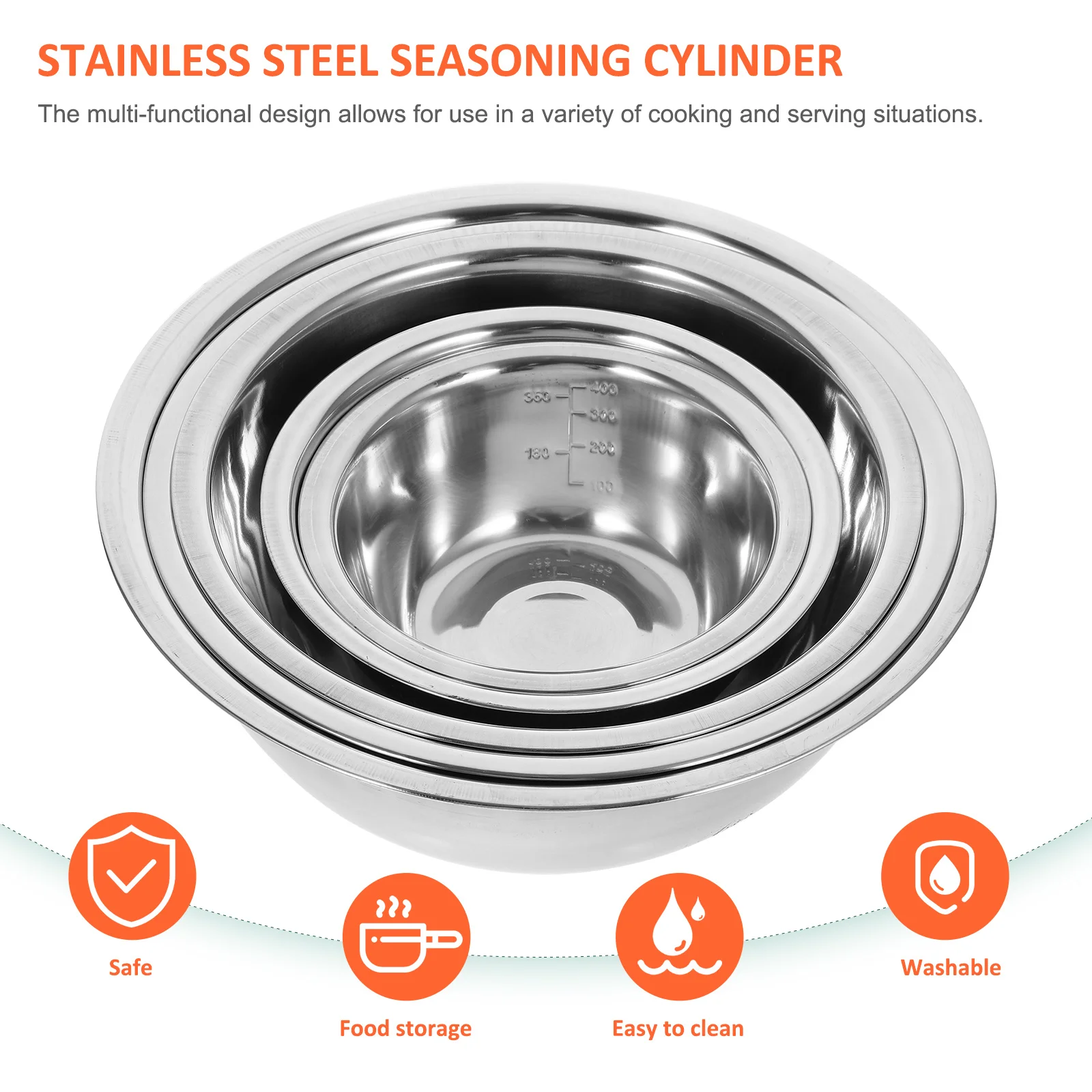 

5Pcs Stainless Steel Bowls for Mixing Prep Bowl with Smooth Surface Splash Proof Storage Salad Cooking Kitchen Tool