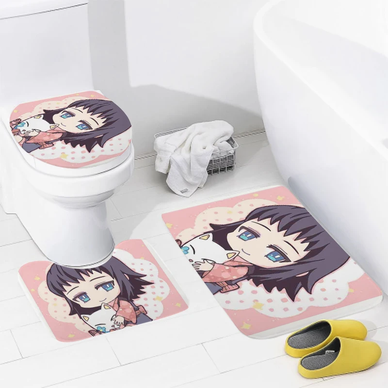 home bathroom floor mats Anime animal style Bath Foot mat modern bathroom accessories rug Toilet mat Bathtub anti-slip carpet