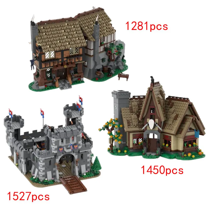 

MOC-220841 small particle assembly building blocks medieval hotel 200960 castle 92563 building house model toy