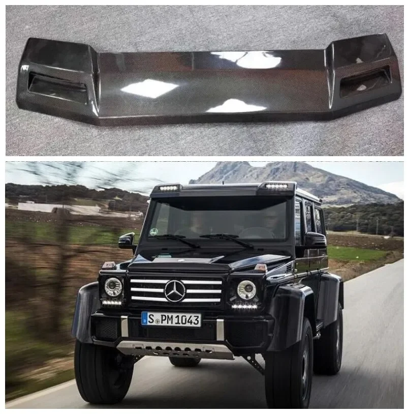 For Mercedes-Benz G class W463 G500 G55 G63 G65 2009-2018 Carbon Fiber Rear Trunk Wings Roof Spoiler Splitters with LED Light