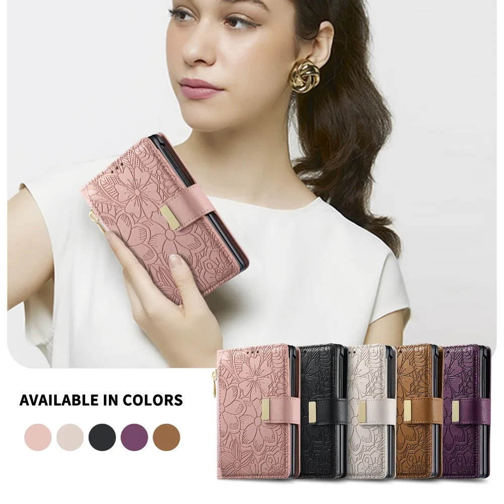 Dla Samsung Z Fold8 5G 2026 Skórzane etui z zamkiem błyskawicznym, wielofunkcyjny portfel na karty, etui Funda Samsung Galaxy Z Fold 8, etui ZFold8 Ultra Coque — zdjęcie produktu 6