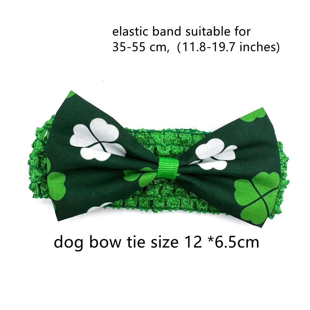 30/50 Pcs ST Patrick's Day Dog Collar Pet Bow Tie with Elastic Band Green Clover Style for Small Middle Large Dog Accessories