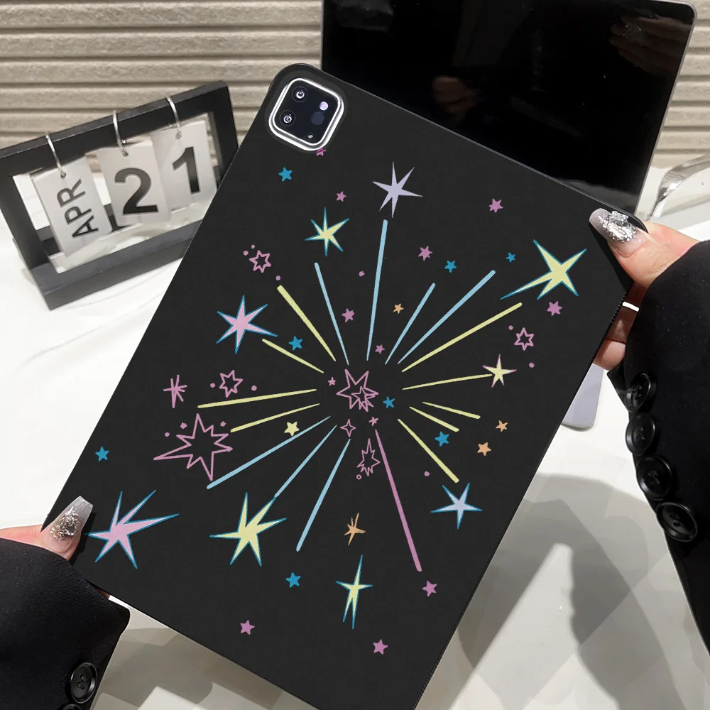 Black Base Colorful Stars Tablet Protective Case For Apple iPad Air 11 2025 2026 Pro 12.9 13 10.5 Mini 2021 2024 Anti‑Slip Cover