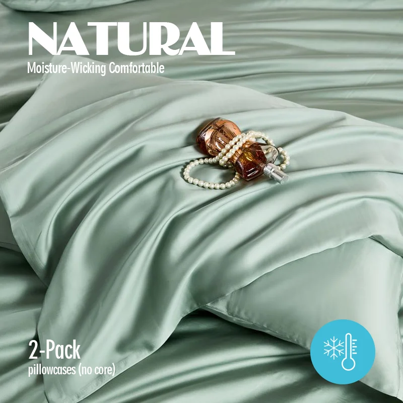  Paquete de 2 fundas de almohada refrescantes Premium 100% Lenzing Tencel: que absorben la humedad, cómodas para el sueño de verano esenciales