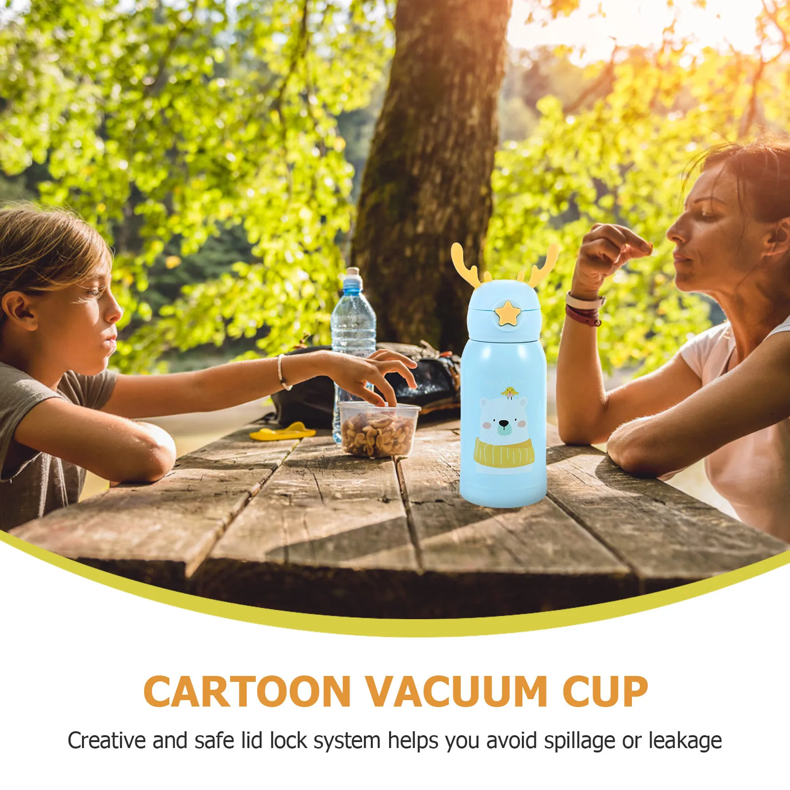 

1Pcs Stainless Steel Antler Vacuum Cup Cartoon Design Kids Insulated Straw Water Bottle Travel Use Stainless Cup