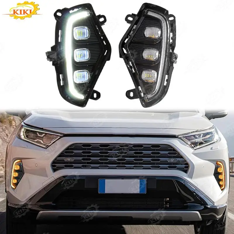 

For Toyota RAV4 2019-2021 DRL Led Turn Signal Lights Waterproof Front Foglights 1Pair Daytime Running Lamp Auto Parts Accessorie