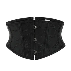 Women Underbust Corset Bustier Waist Cincher Slimming Lace Up Belt Black White Sexy Gothic Vintage Short Girdles Body Shaper