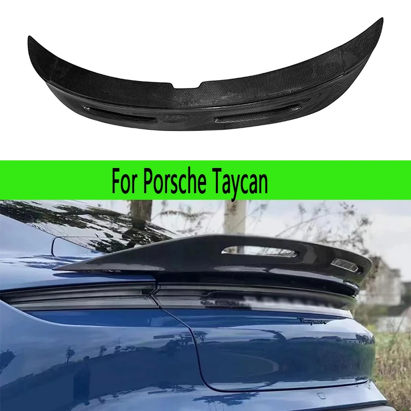 

For Porsche Taycan 2019+ Carbon Fiber Spoiler Tail fins Rear Trunk Spoiler Guide Wing Rear Wing Car Accessories