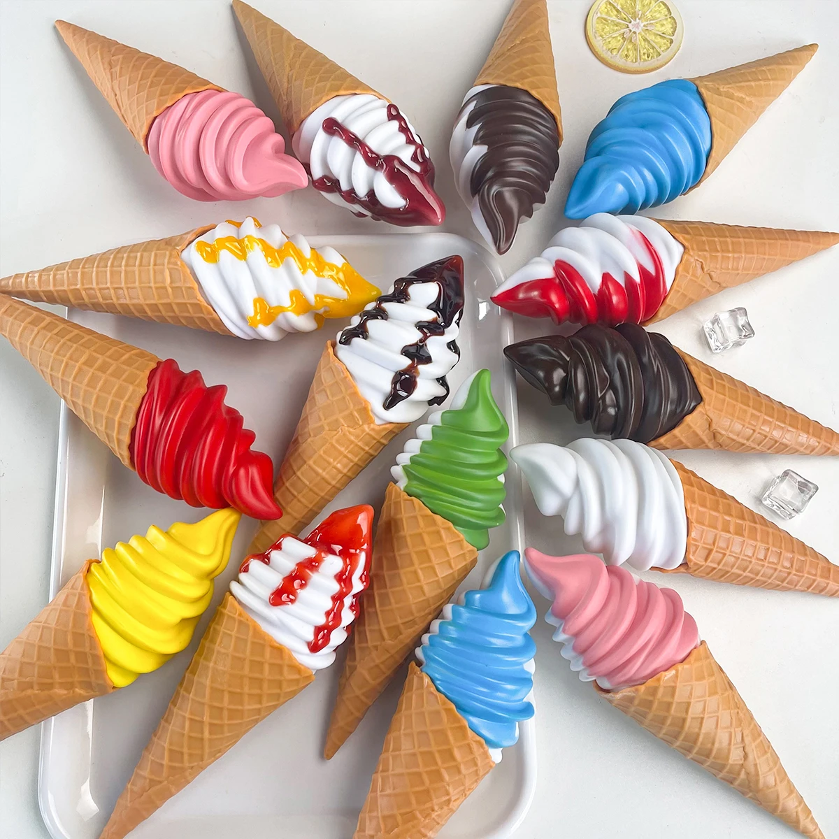 21cm Plastic Realistic Ice Cream, Large Fake Dessert Model for Shop Display, Photography Prop, Party Decoration, Food Stand