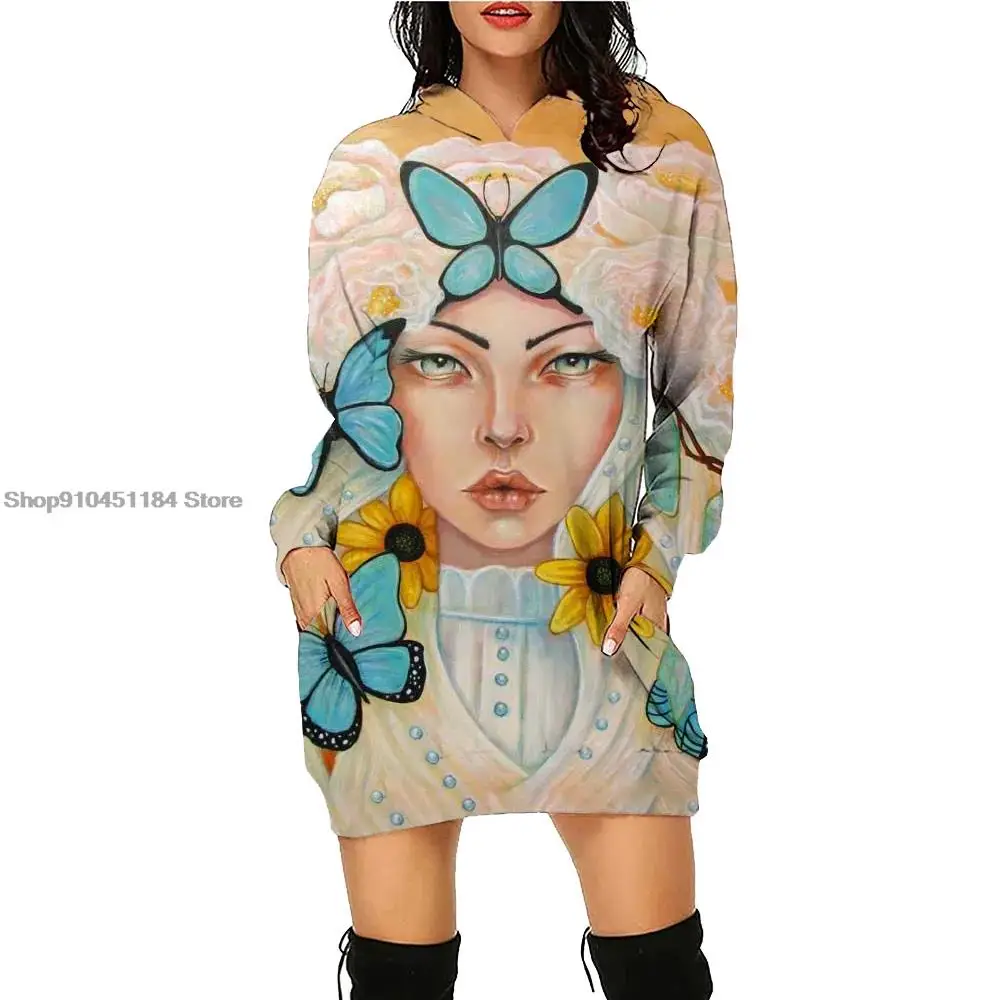 Women Hoodies Women_s Faces Printing 3D Pattern Daily Workout Hoodies Long Sleeve Pullover Autumn Winter Loose Fashion