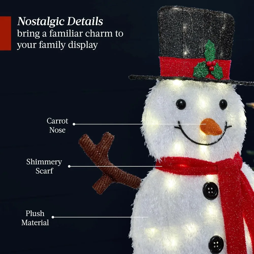 Ensemble familial de bonhomme de neige de Noël 4.2 JO, grand décor de cour extérieure, décoration de vacances avec 160 lumières LED scintillantes, 4 pièces, 4 pieds