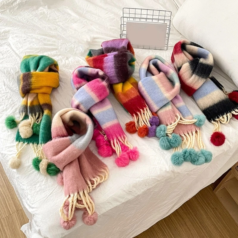 Colorful Dopamine Rainbow Children Scarf Fashionable Kids Scarf Cold Weather Protections Soft Scarf for Autumn & Winter