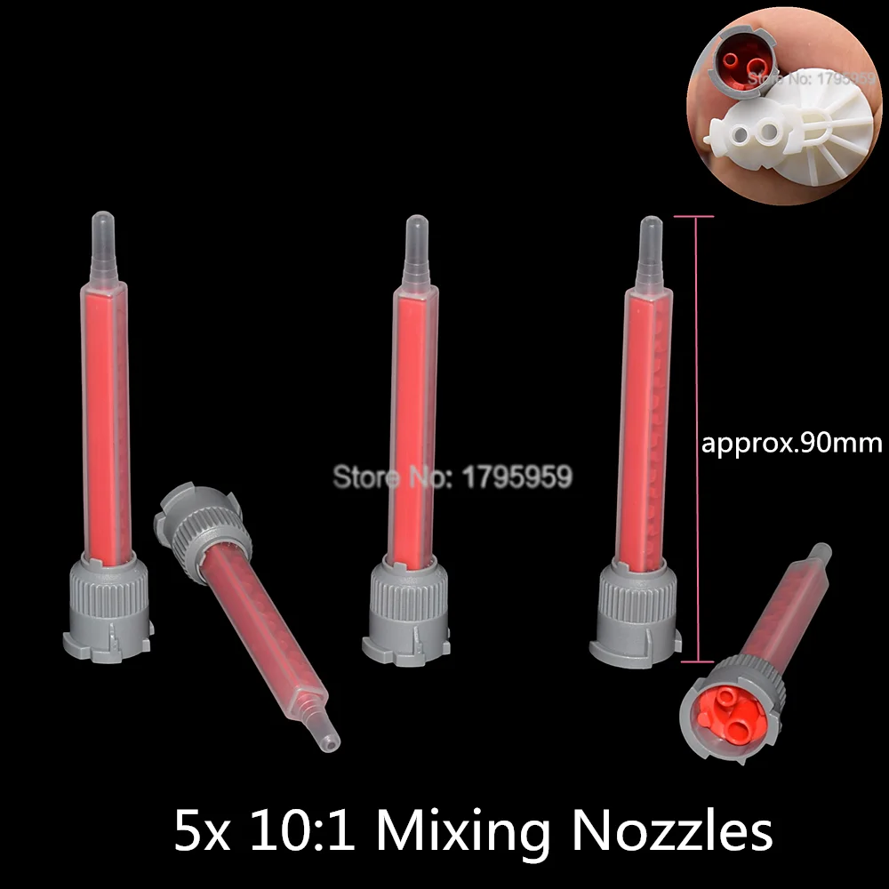 5pc Static Mixing Nozzle AB Glues 10:1 Mixer Tube Epoxy Resin Adhesives 1:1 Mixing Nozzle for 50ml Two Component Glue Cartridges