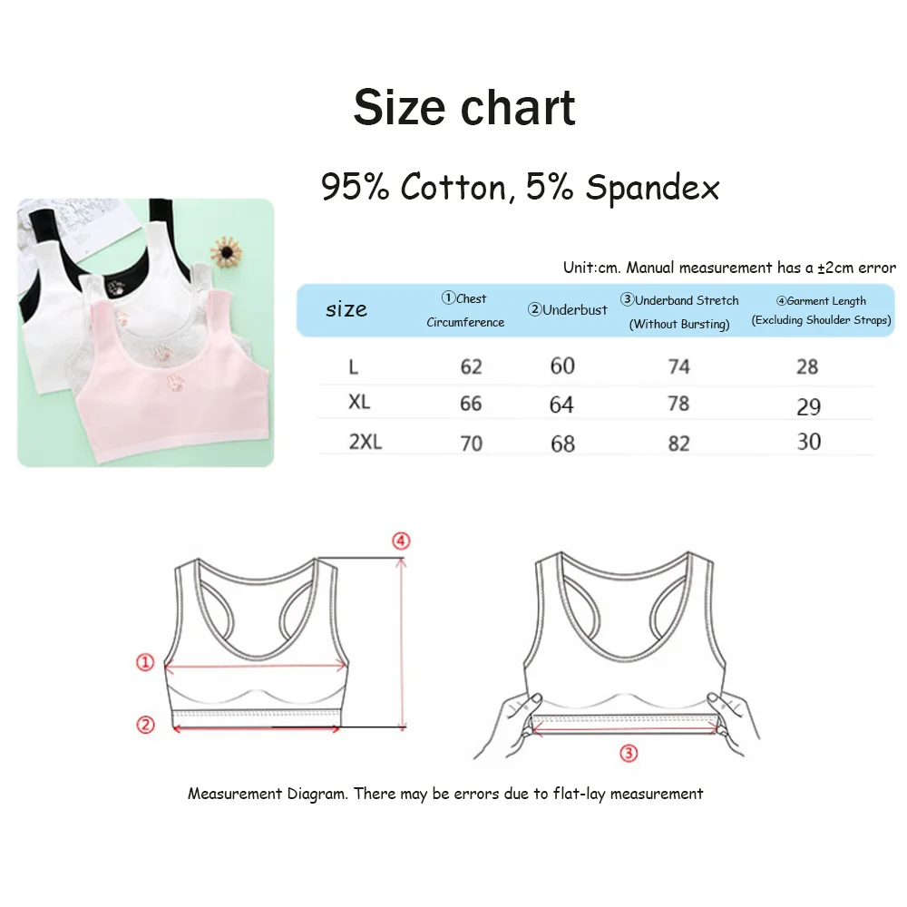Girls Solid Color Cotton Training Bras Pupil Thin Developmental Camisoles Soft Versatile Students Anti Protrusion Underwear