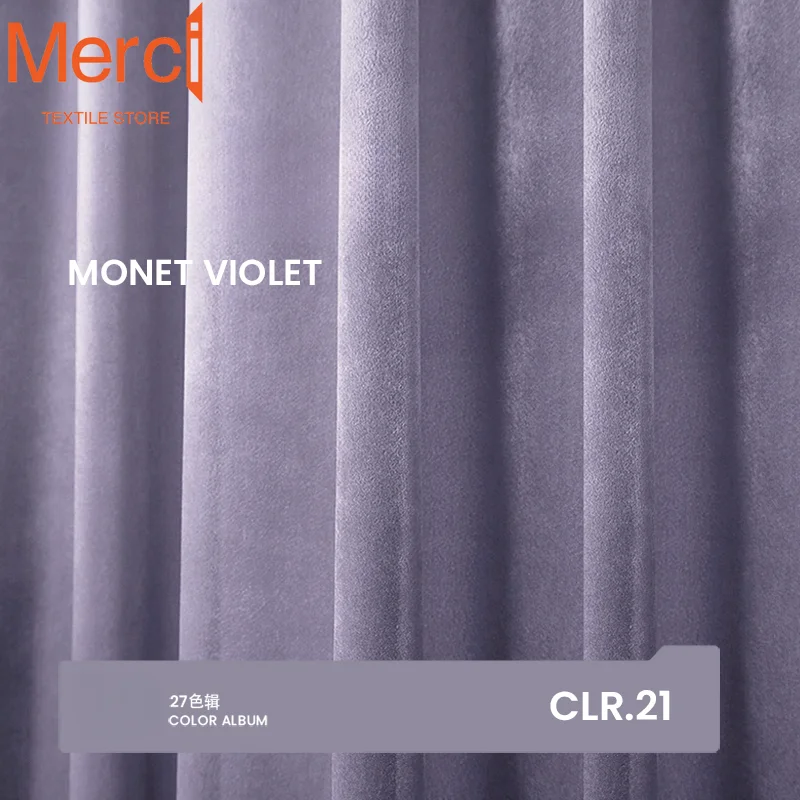 Monet Purple Light Luxury Velvet Curtains Light Purple Simple Curtains for Living Dining Room Bedroom Blackout Velvet Custom