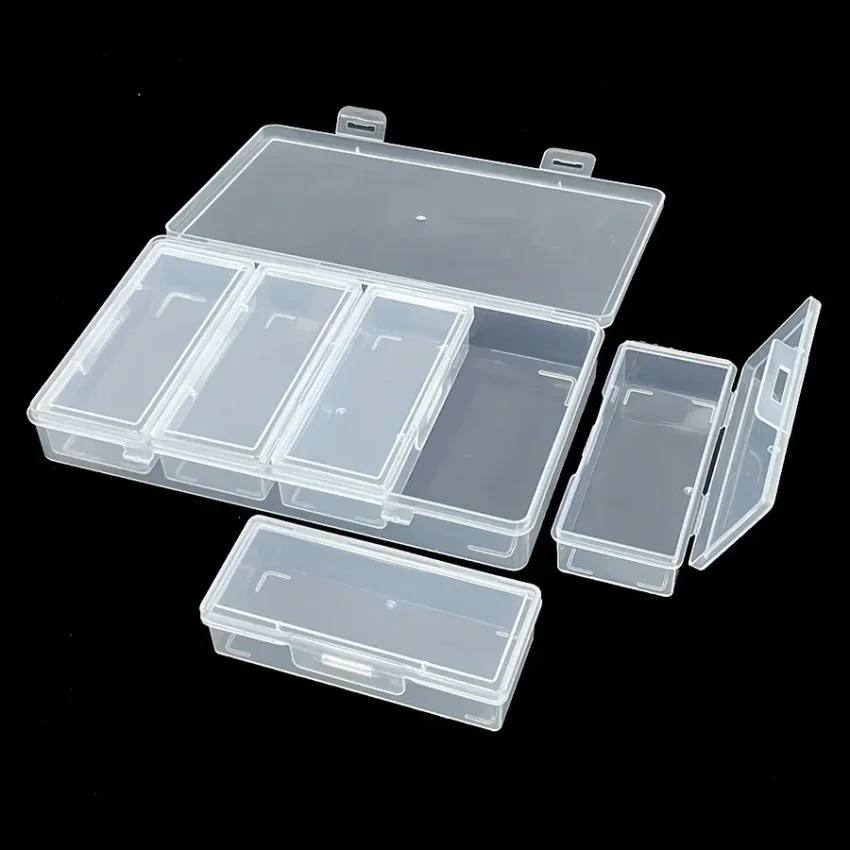 

4 Adjustable Dividers Clear Plastic Storage Organizer Box - Craft & Sewing Supplies Container with Removable Compartments