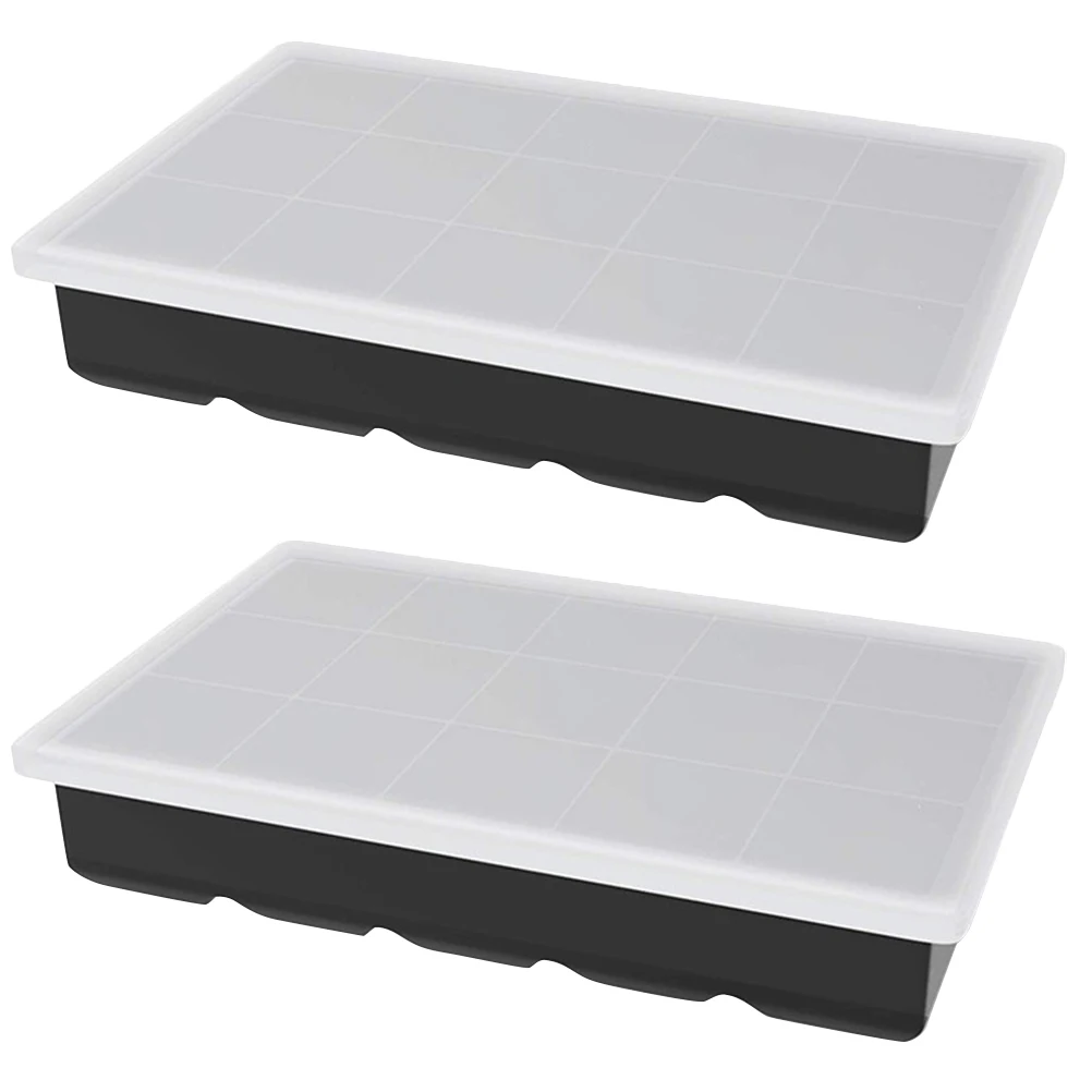 

2Pcs Ice Cube Mold Silicone Tray with Lid for Home Barbecue Party Gelatin Fruit Vegetable Ice Trays Kitchen Bar Use