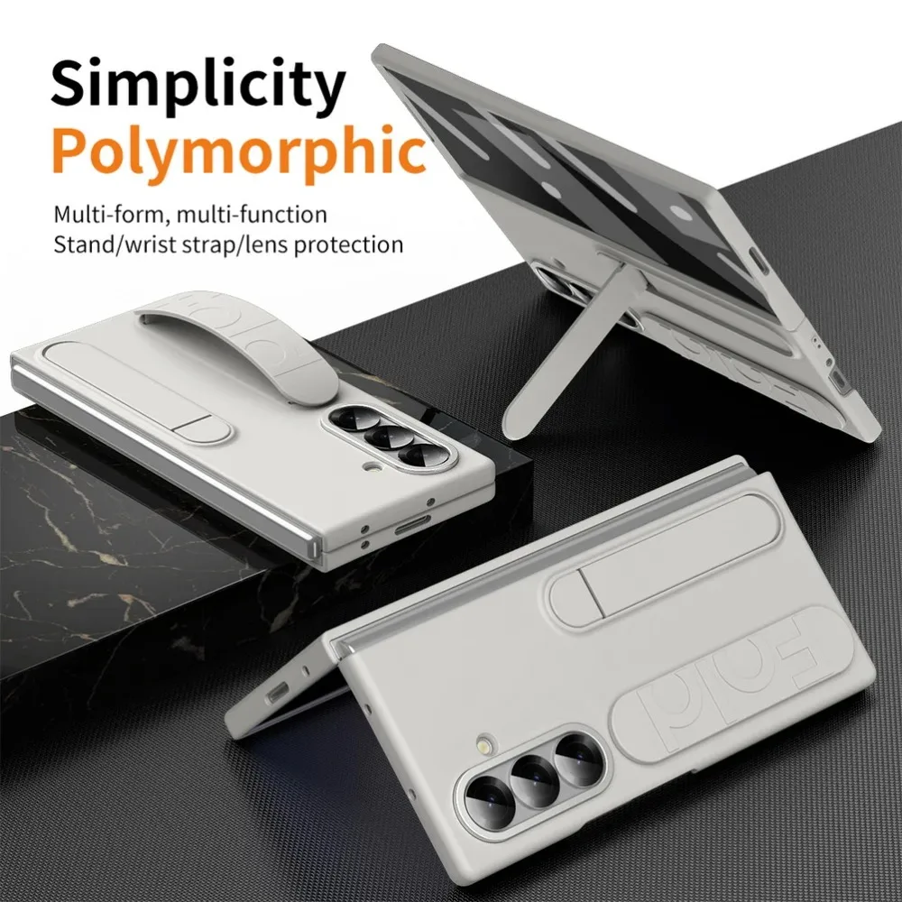 Luxury Wrist Strap Portable Stand Holder Multi-functional Phone Case for Samsung Z Fold 7 6 5 4 3 Shockproof Protect Back Cover