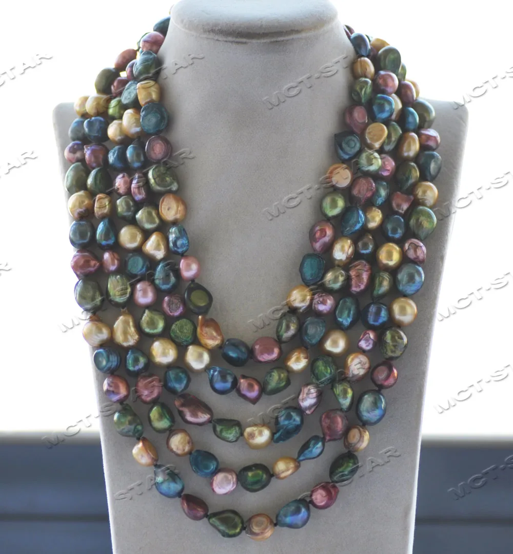 

Z12407 50"~100" 14mm Multicolor Baroque Freshwater Pearl Necklace