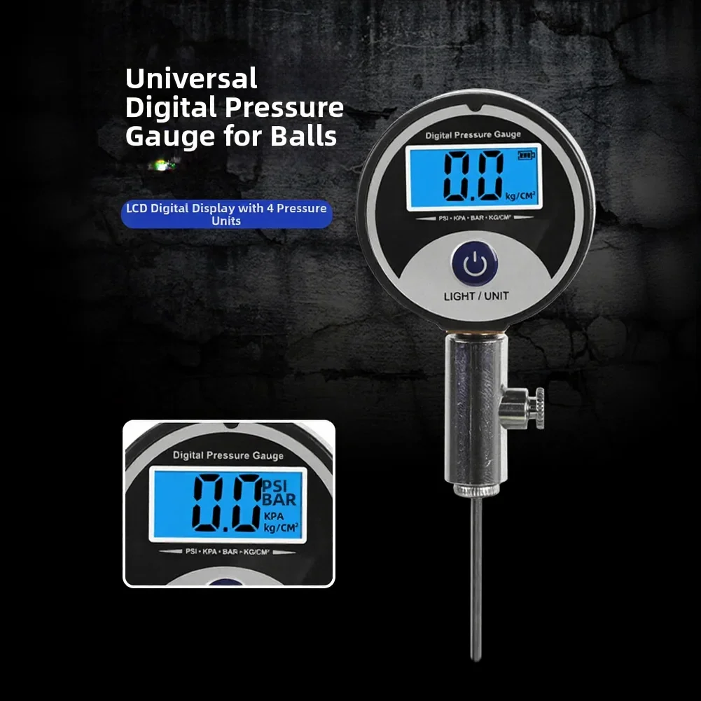 Digital Pressure Meter For Soccer Basketball Volleyball With Plastic Housing Stainless Steel Components And Four Pressure Scales