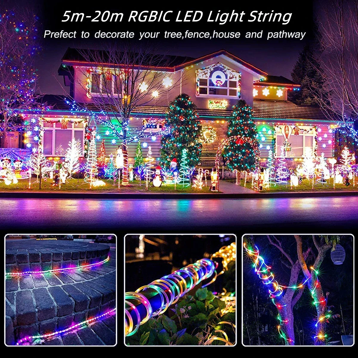 بلوتوث APP لتقوم بها بنفسك LED الجنية سلسلة ضوء RGB IC مقاوم للماء عنونة حلم اللون جارلاند حفلة عيد الميلاد مصباح ديكور USB 5 متر-20 متر #5