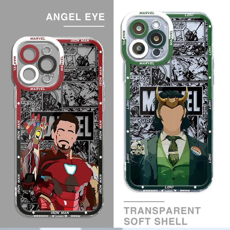 Marvel Iron Man Donnys Loki Case for iPhone 15 Pro 11Pro Max XR 12 13 Mini XSmax 14 7 Plus SE 6 8 X XS Phone Clear Fundas Cover