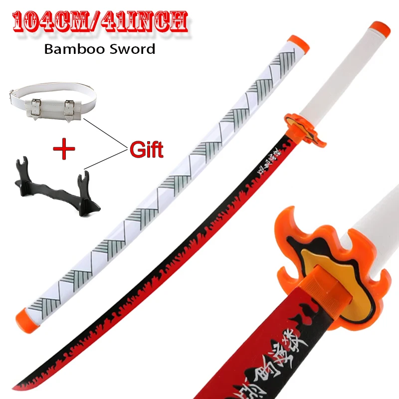 1:1 مقياس شيطان القاتل Giyuu Katana 104 سنتيمتر أصيلة تأثيري الأسلحة الدعائم مع حامل السيف وحزام هالوين الساموراي نمط