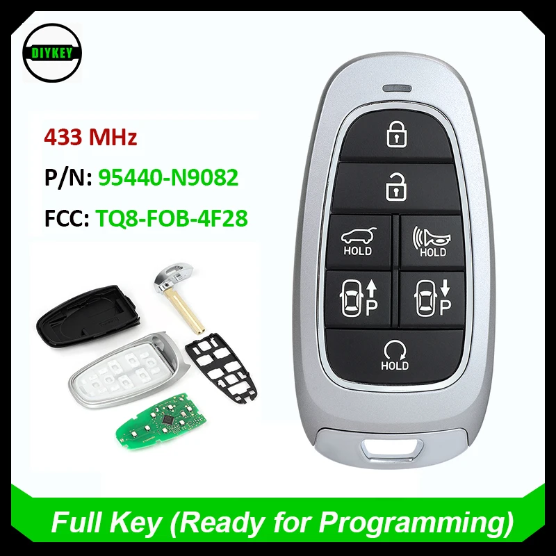 

DIYKEY 95440-N9082 для Hyundai Tucson 2021-2023, безключевая фотография, 7 кнопок, 433 МГц, 47 чипов, идентификатор FCC: Φ