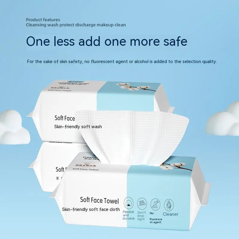 Paquete de 1 Toalla Facial Desechable Suave y Absorbente, Papel de Limpieza Facial de Algodón Grueso, Toallitas Secas para Remover Maquillaje