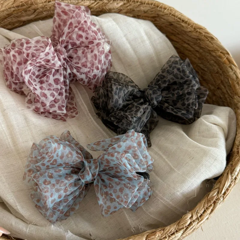 

Blue leopard print series banana clip vertical clip female 2026 new full back head ponytail clip hair accessories