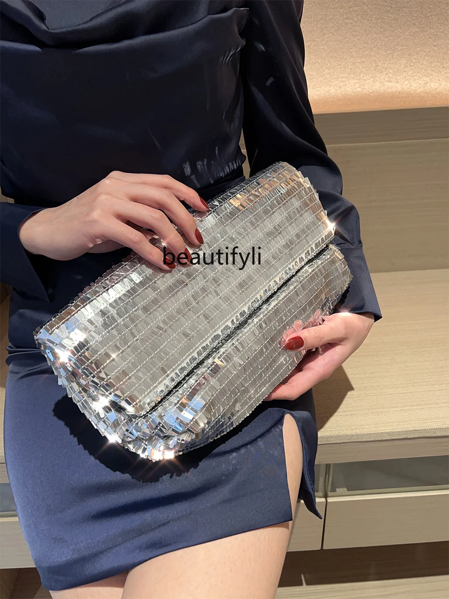 Clutch Bag Fashionable Hot Girl Silver Clutch Bag Glitter Dinner Bag