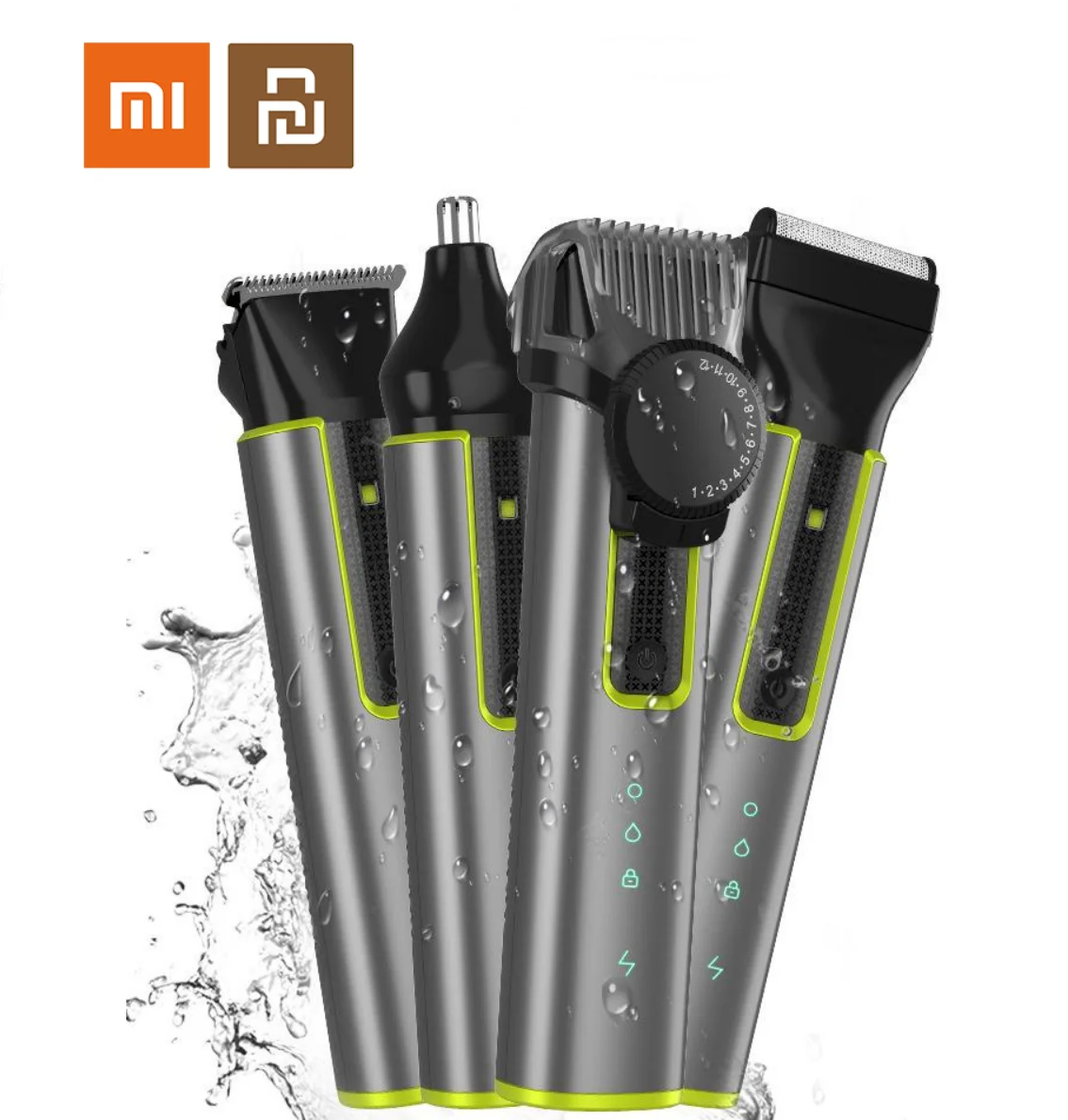 Xiaomi Youpin New Men's Grooming Kit MultiFunction IPX5 Waterproof Pro Electric Hair Clipper 4-in-1 Shaver Nose Hair Trimmer Set