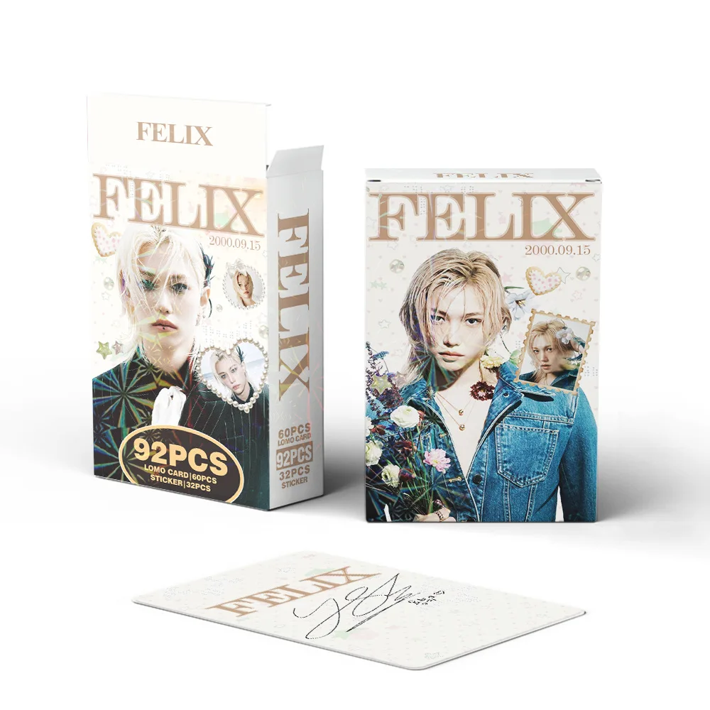 

92 шт. фотокарточек Kpop Stray Kids skzoo с Феликсом, двусторонние ломо-карточки, самоклеящиеся фото-стикеры, подарок для фанатов