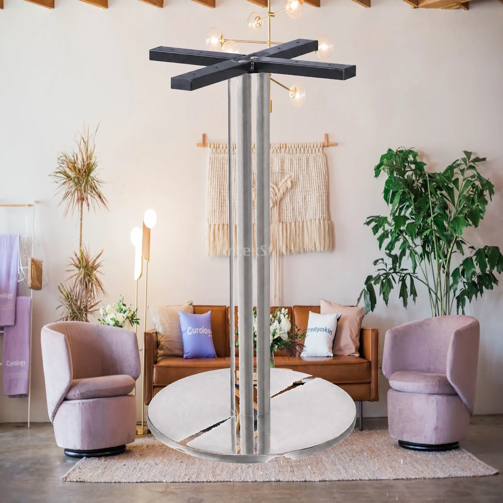 Heavy Duty Stainless Steel Table Leg with Round Base Plate for Restaurant Dining Table Support