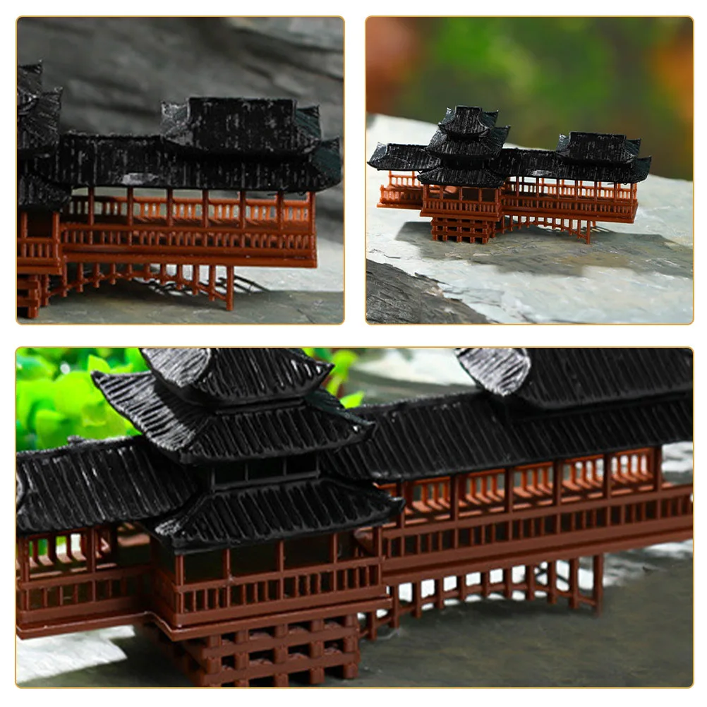 

Ornaments Mini Pavilion Statue Garden Bridges Bonsai Decoration Japanese Aquarium Decor Plastic Material Weather