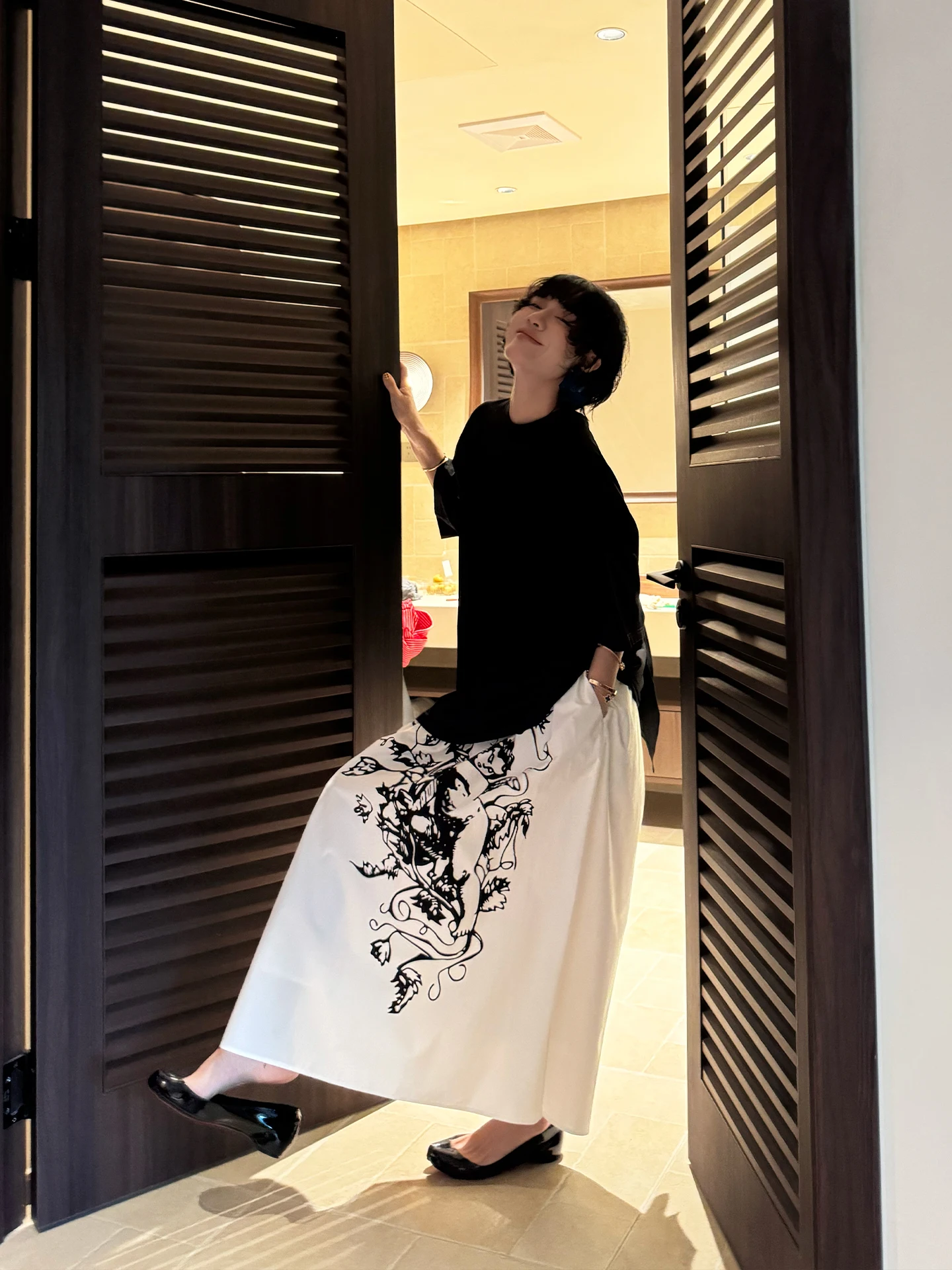 

Slimming A-Line Skirt Buuyie Summer 2026 Printed 3D Design Casual Cotton Midi Skirt Women's Fashion Casual Loose Fit