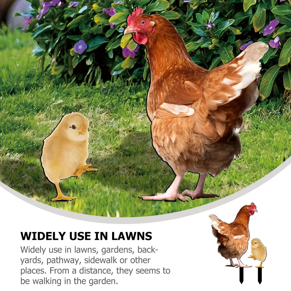 

2Pcs Acrylic Chick Decorative Insert Backyard Acrylic Chicken Insert Garden Lawn Backyard Yard Animal Stake Durable Sturdy