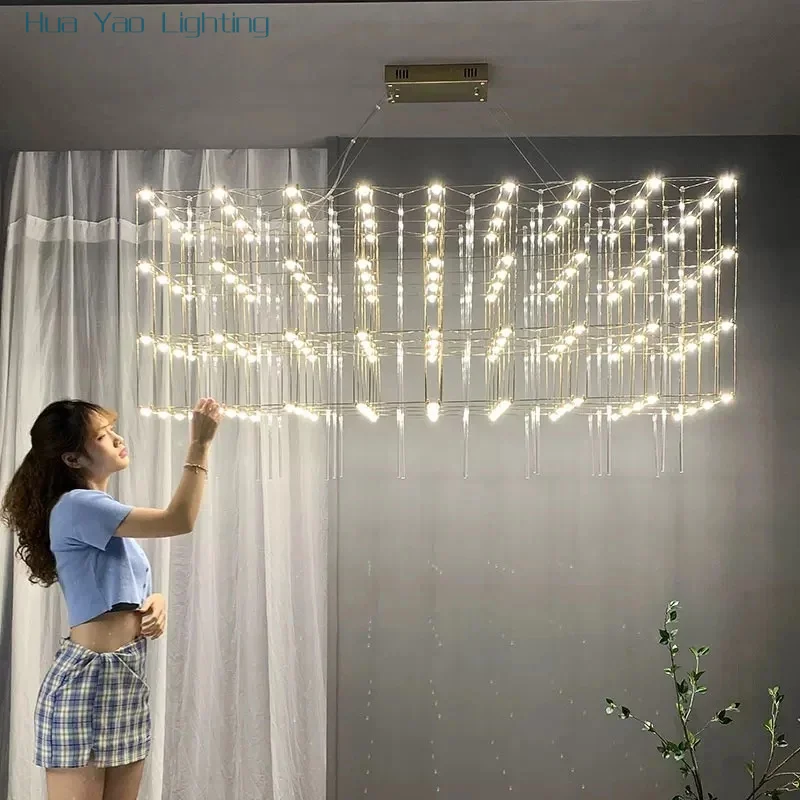Rectangular Rubik'S Cube LED Chandelier On The Third Floor Of The Hotel Lobby Decoration Project Fixed Geometric Stereo Lighting